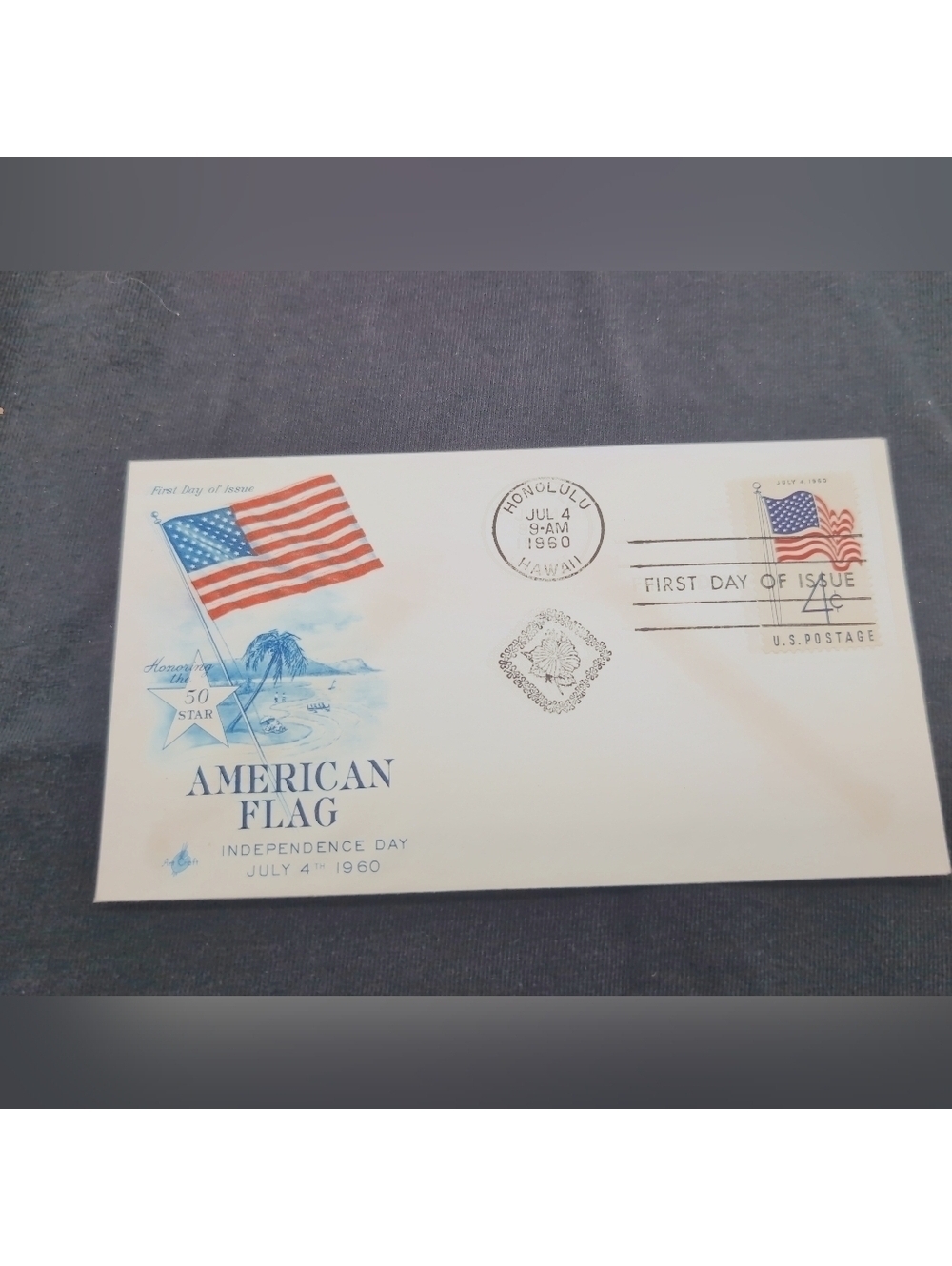 Vintage 1960 Hawaii First Day Cover 50-Star American Flag Envelope